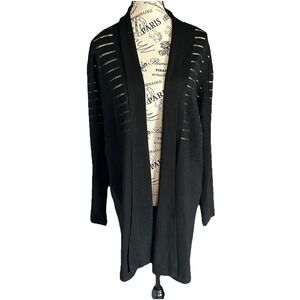 Andrea Jovine Black L Open Sweater Cardigan NWT Sheer Accent Whimsigoth Formal
